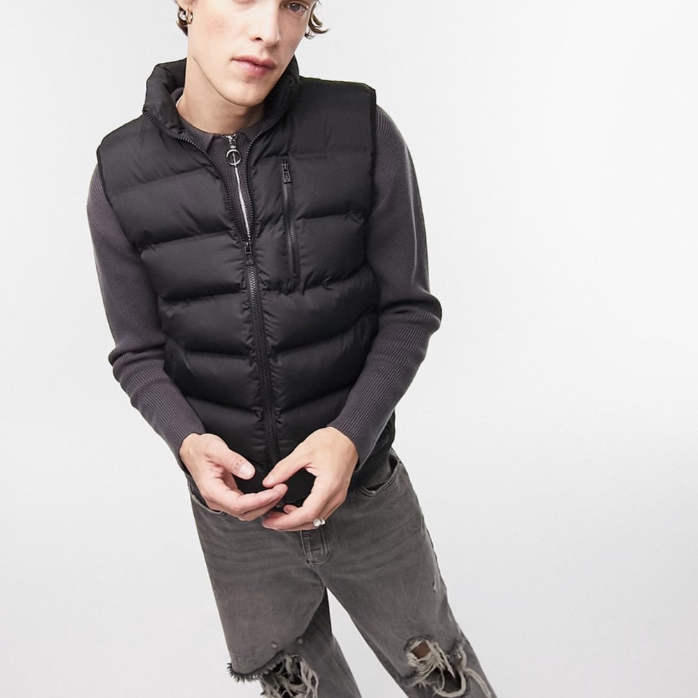 Topman Black Puffer Vest